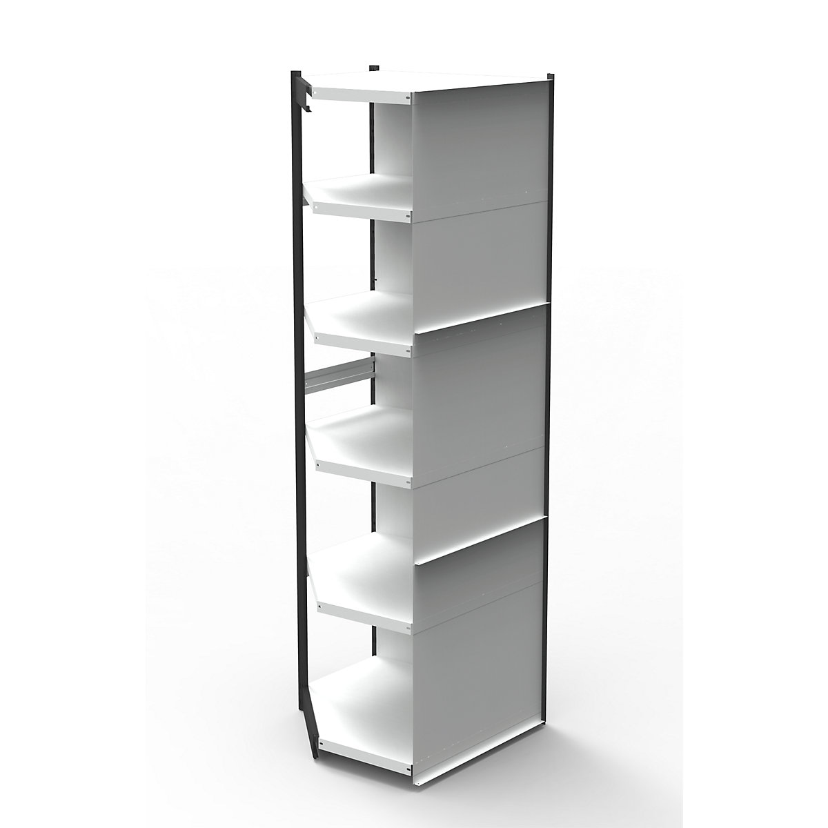 Sistema de estantes para escritório, com painel traseiro, altura da estante 2250 mm, estante adicional de canto, largura x profundidade 670 x 300 mm-0