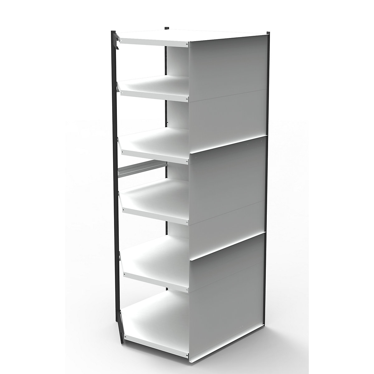 Sistema de estantes para escritório, com painel traseiro, altura da estante 2250 mm, estante adicional de canto, largura x profundidade 870 x 500 mm-0