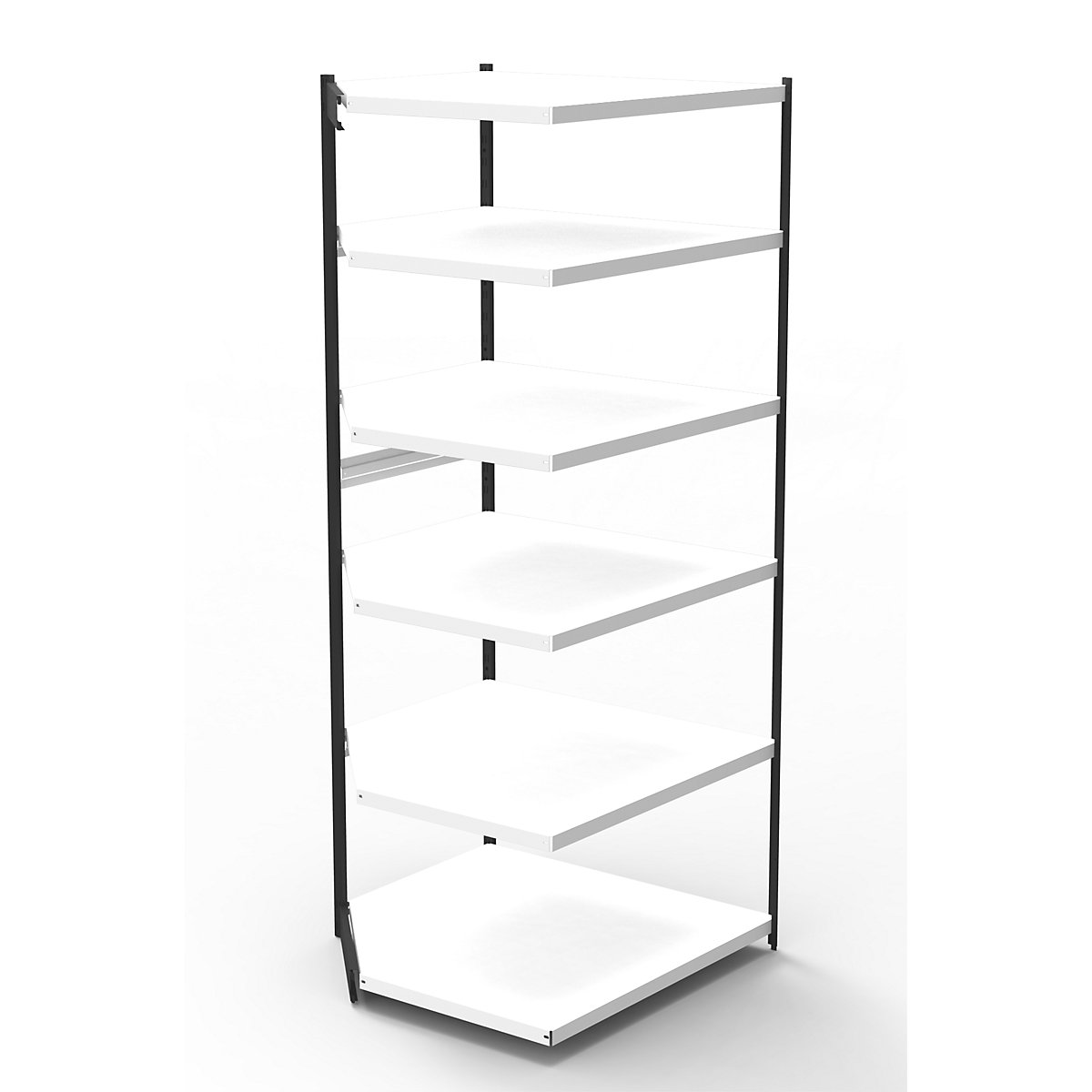 Sistema de estantes para escritório, sem painel traseiro, altura da estante 2250 mm, estante adicional de canto, largura x profundidade 870 x 500 mm-0