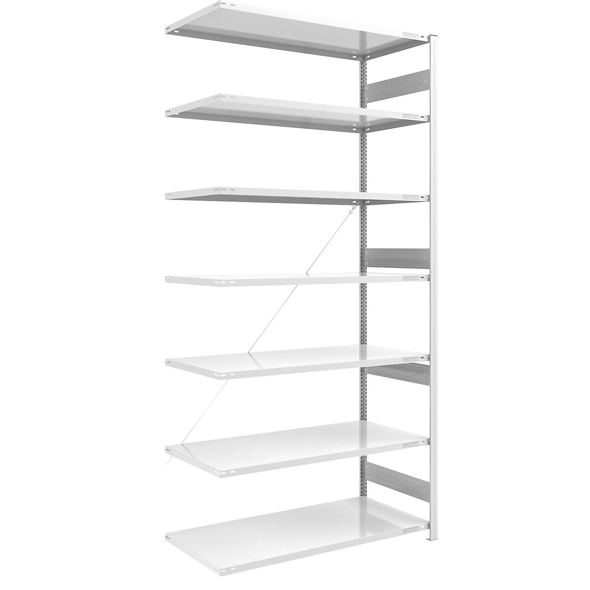 Estante de encaixar para cargas pesadas, RAL 7035 – eurokraft pro, altura da estante 3000 mm, estante adicional, LxP 1300 x 800 mm-0