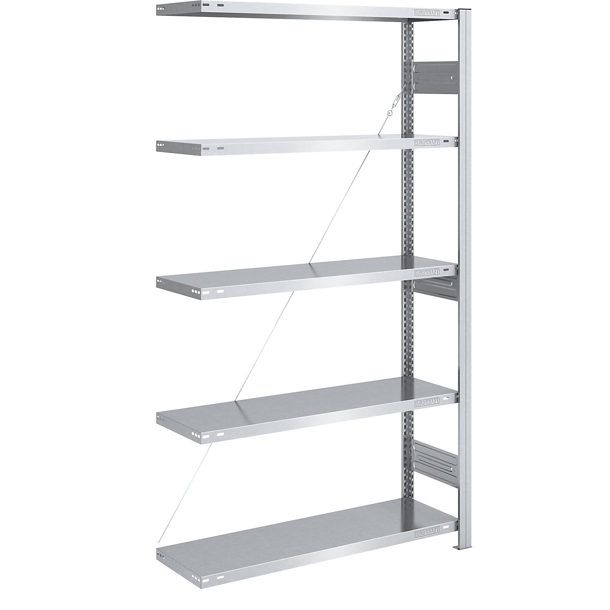 Estante de encaixar para cargas pesadas, galvanizada – eurokraft pro, altura da estante 2000 mm, estante adicional, LxP 1000 x 400 mm-0