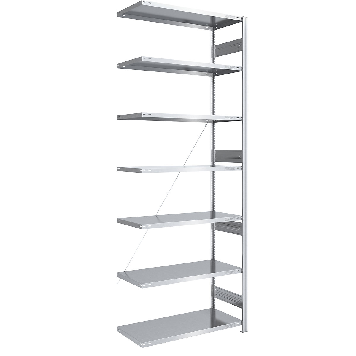 Estante de encaixar para cargas pesadas, galvanizada – eurokraft pro, altura da estante 3000 mm, estante adicional, LxP 1000 x 600 mm-0