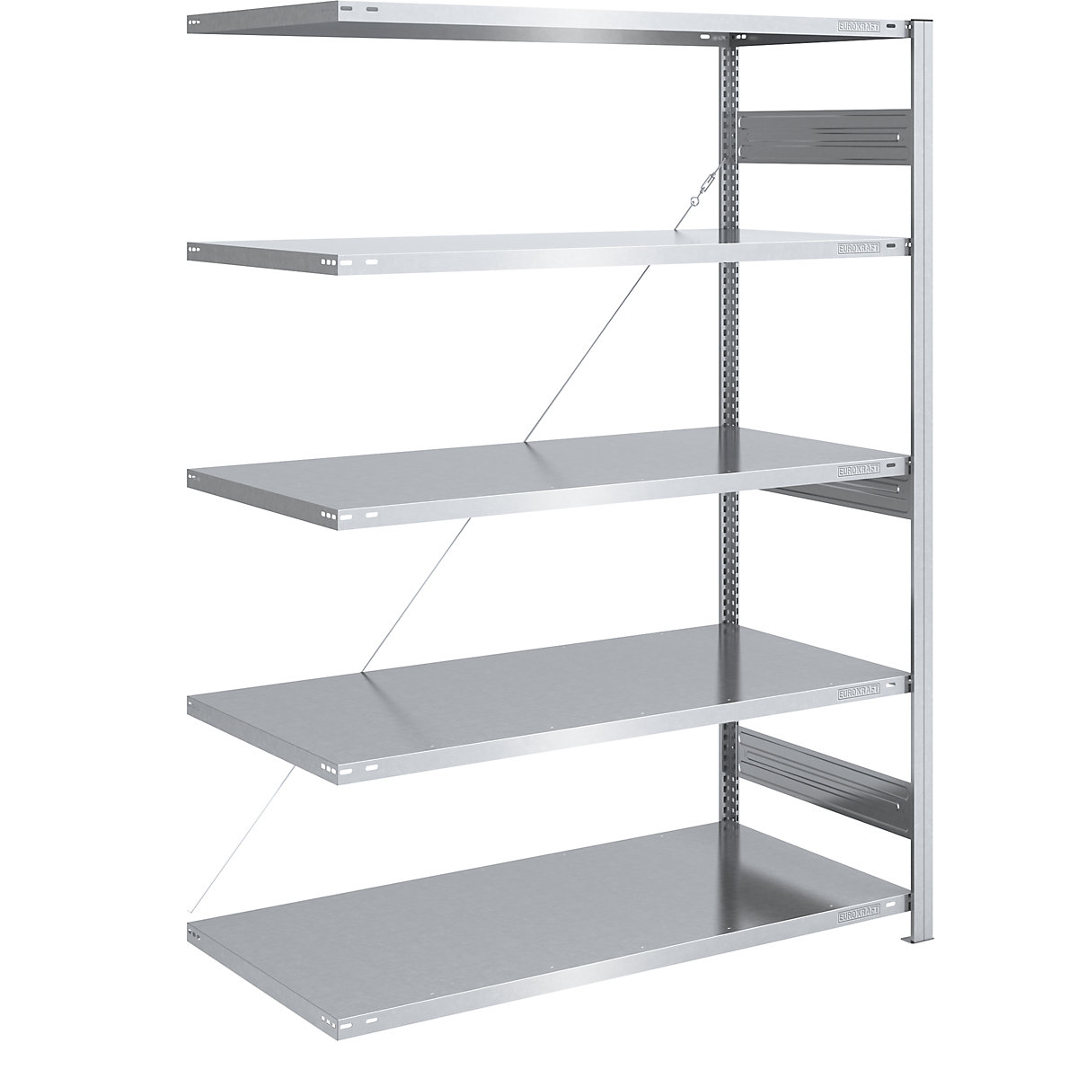Estante de encaixar para cargas pesadas, galvanizada – eurokraft pro, altura da estante 2000 mm, estante adicional, LxP 1300 x 800 mm-0