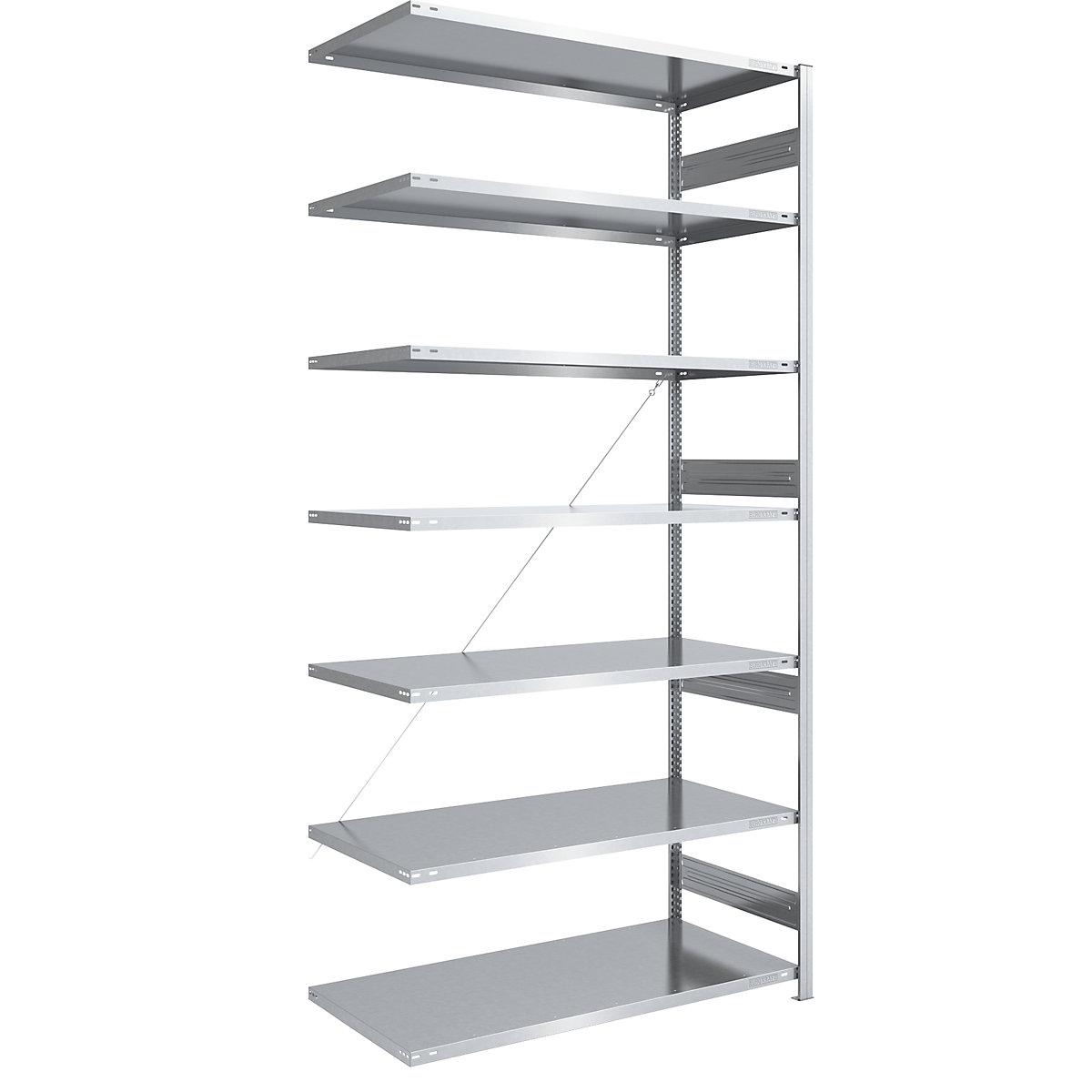 Estante de encaixar para cargas pesadas, galvanizada – eurokraft pro, altura da estante 3000 mm, estante adicional, LxP 1300 x 800 mm-0