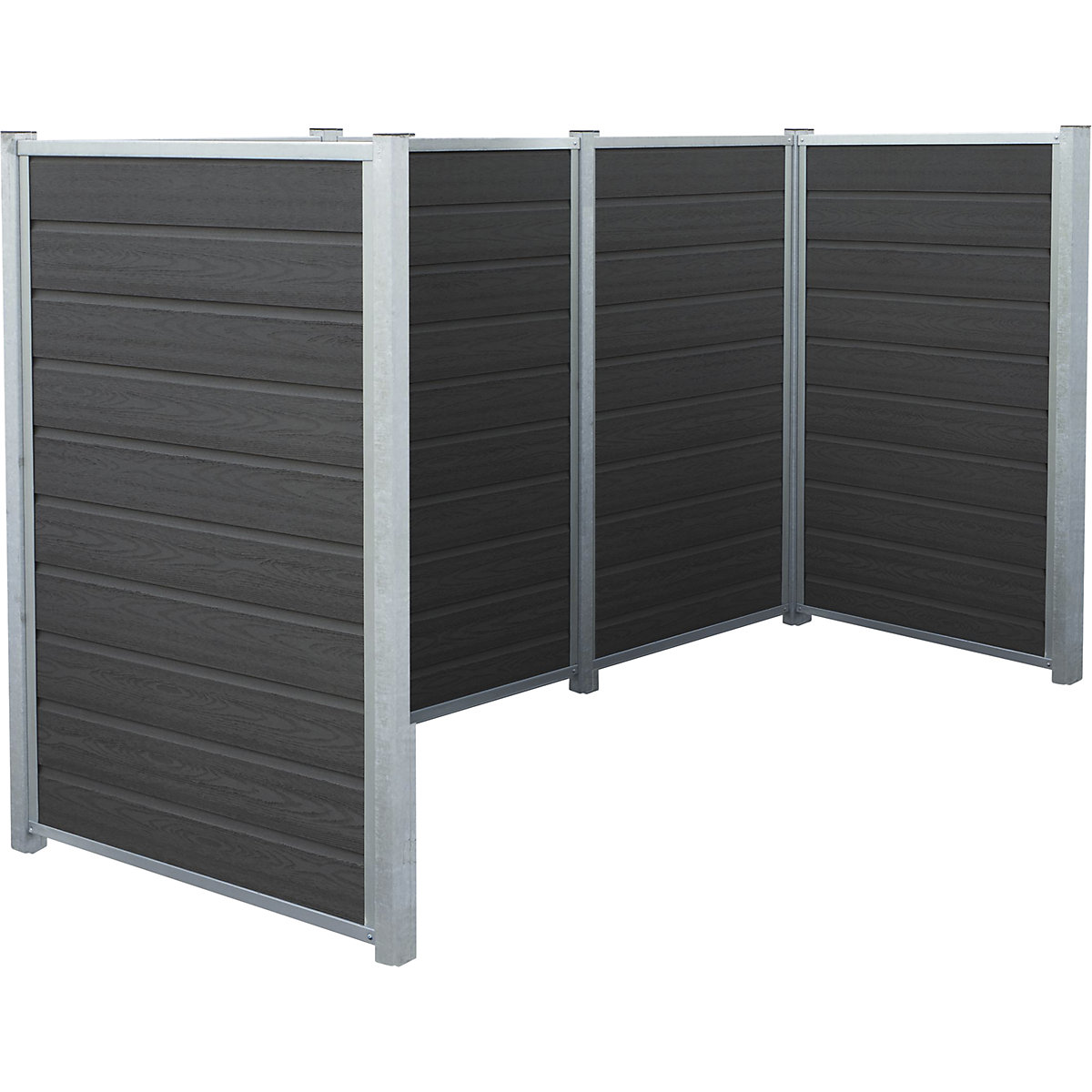 Paneles para camuflar los contenedores de basura Artura, con planchas de WPC y postes de acero, L x A x H 2880 x 990 x 1420 mm-0