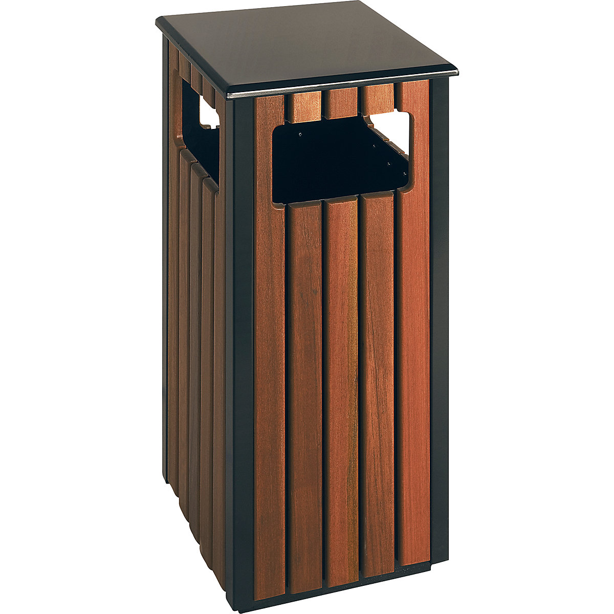 Colector de residuos para exteriores con aspecto de madera