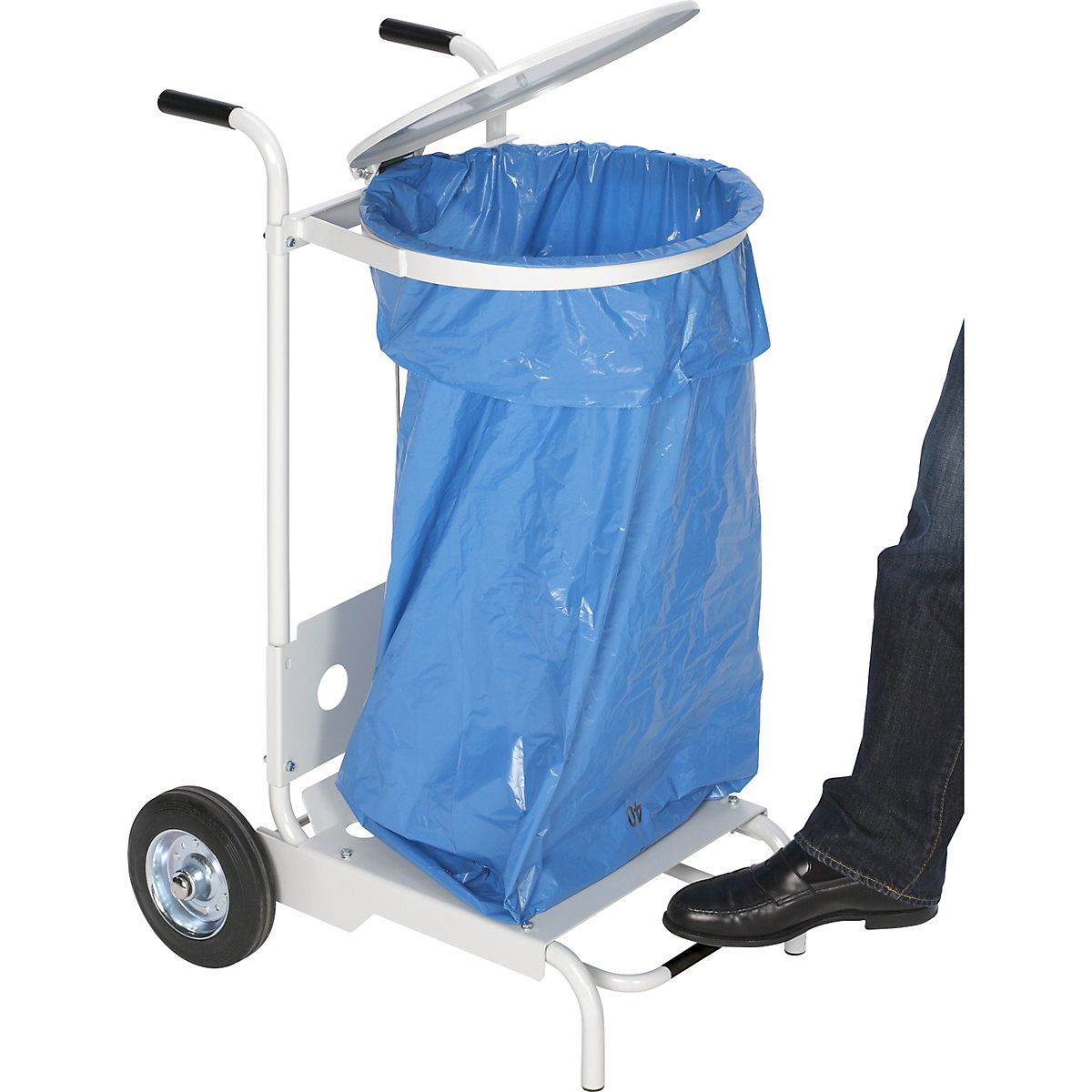 Soporte de acero con pedal para bolsas de basura, móvil – VAR (Imagen del producto 2)-1