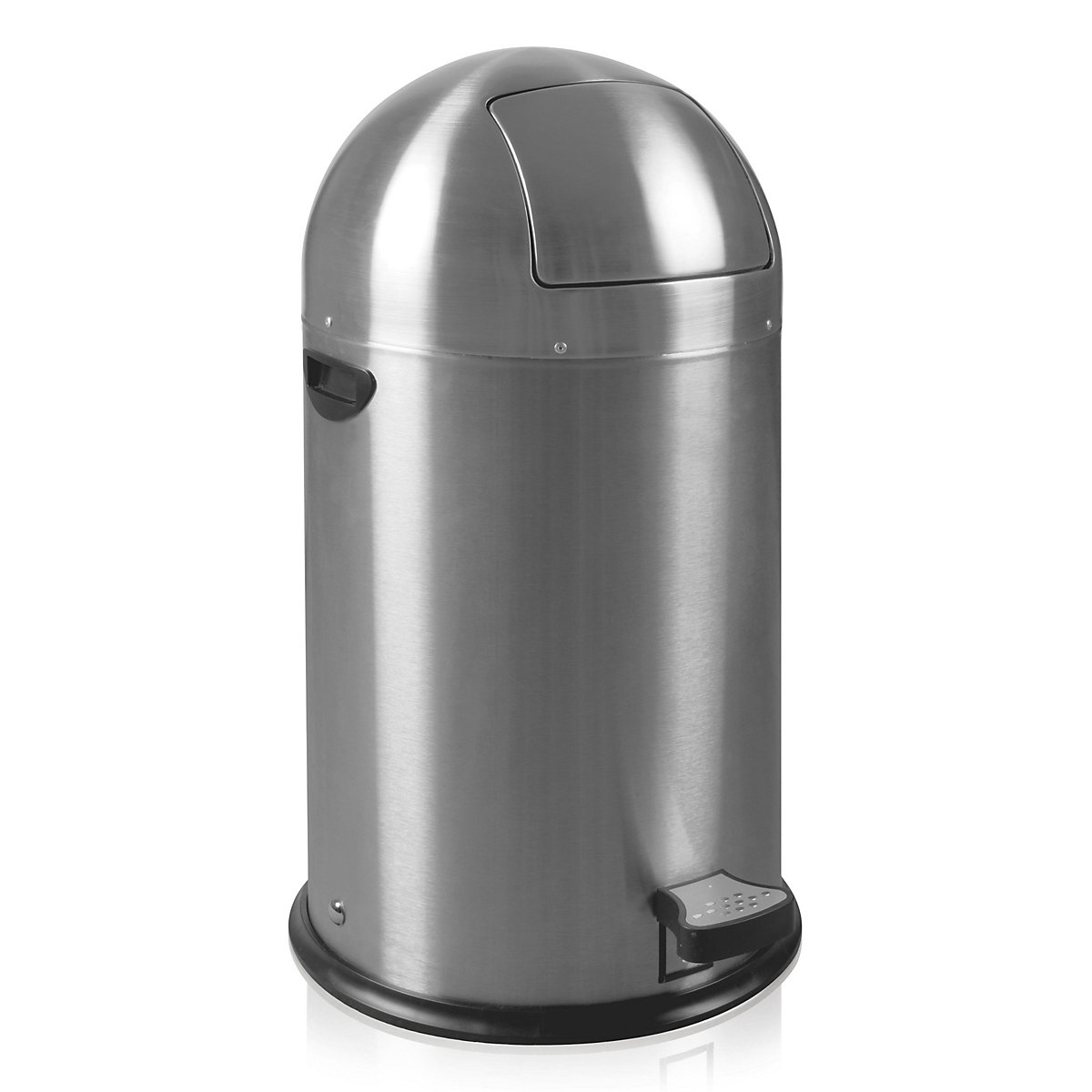 Coș de gunoi cu capac rabatabil și pedală, volum 33 l, î. x Ø 700 x 350 mm, inox, mat