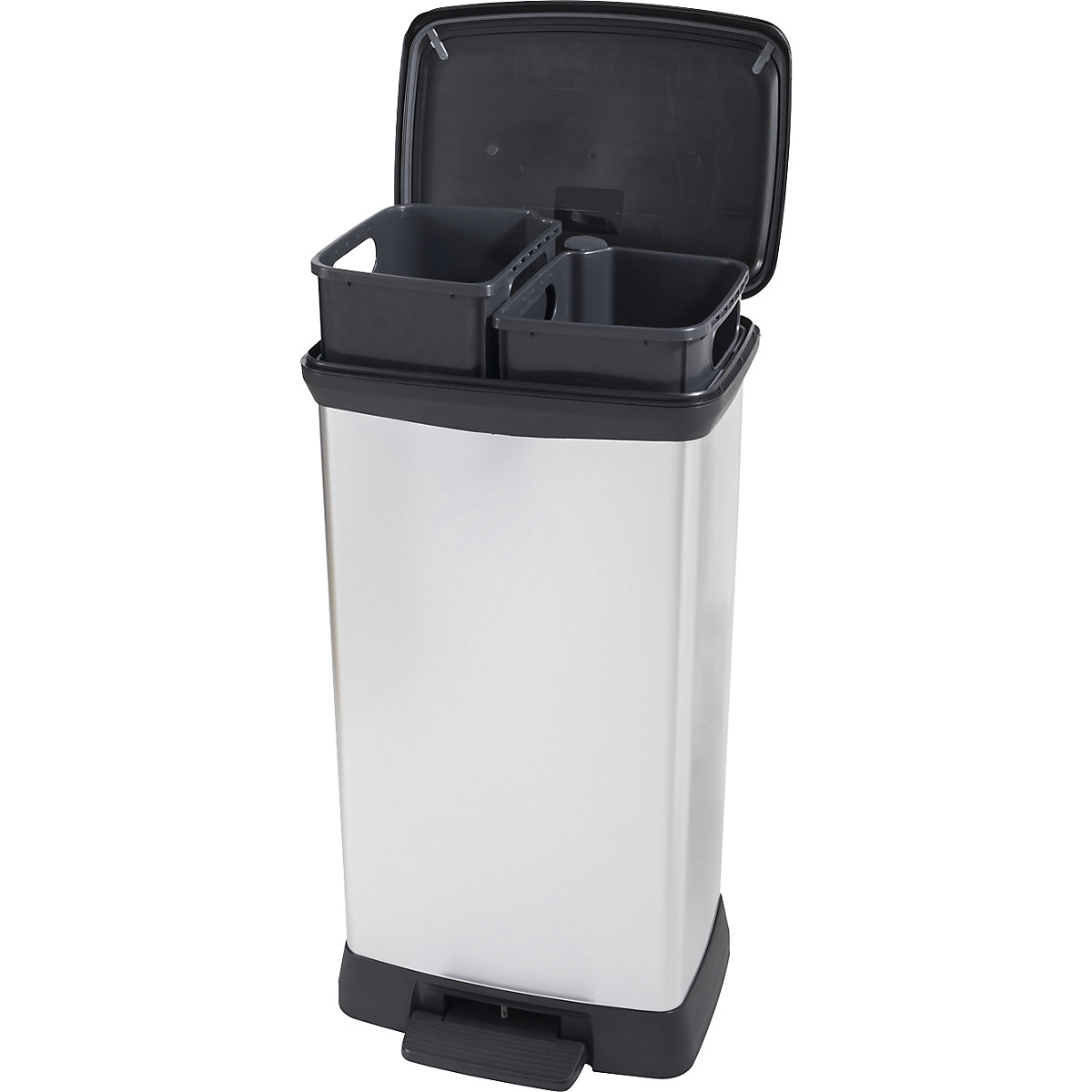 Coș de gunoi cu pedală DECOBIN, pătrat (Imagine produs 2)-1