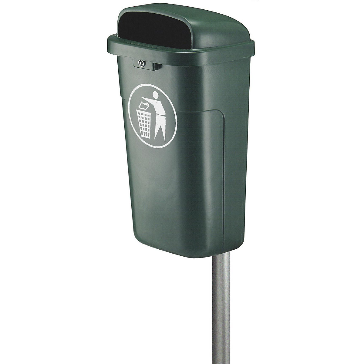 Coș de gunoi pentru exterior, volum 50 l, lăț. x î. x ad. 435 x 755 x 345 mm, verde