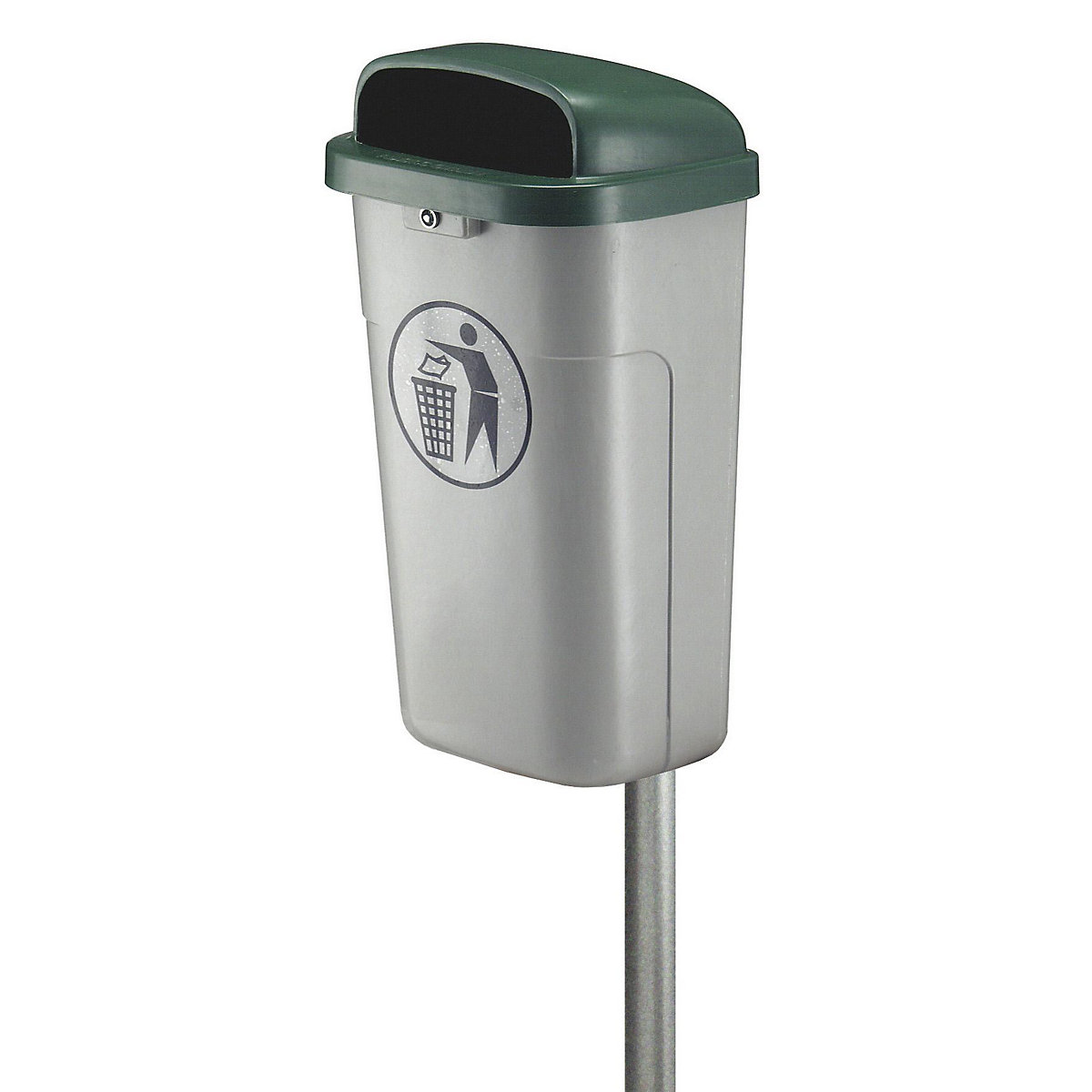 Coș de gunoi pentru exterior, volum 50 l, lăț. x î. x ad. 435 x 755 x 345 mm, gri/verde
