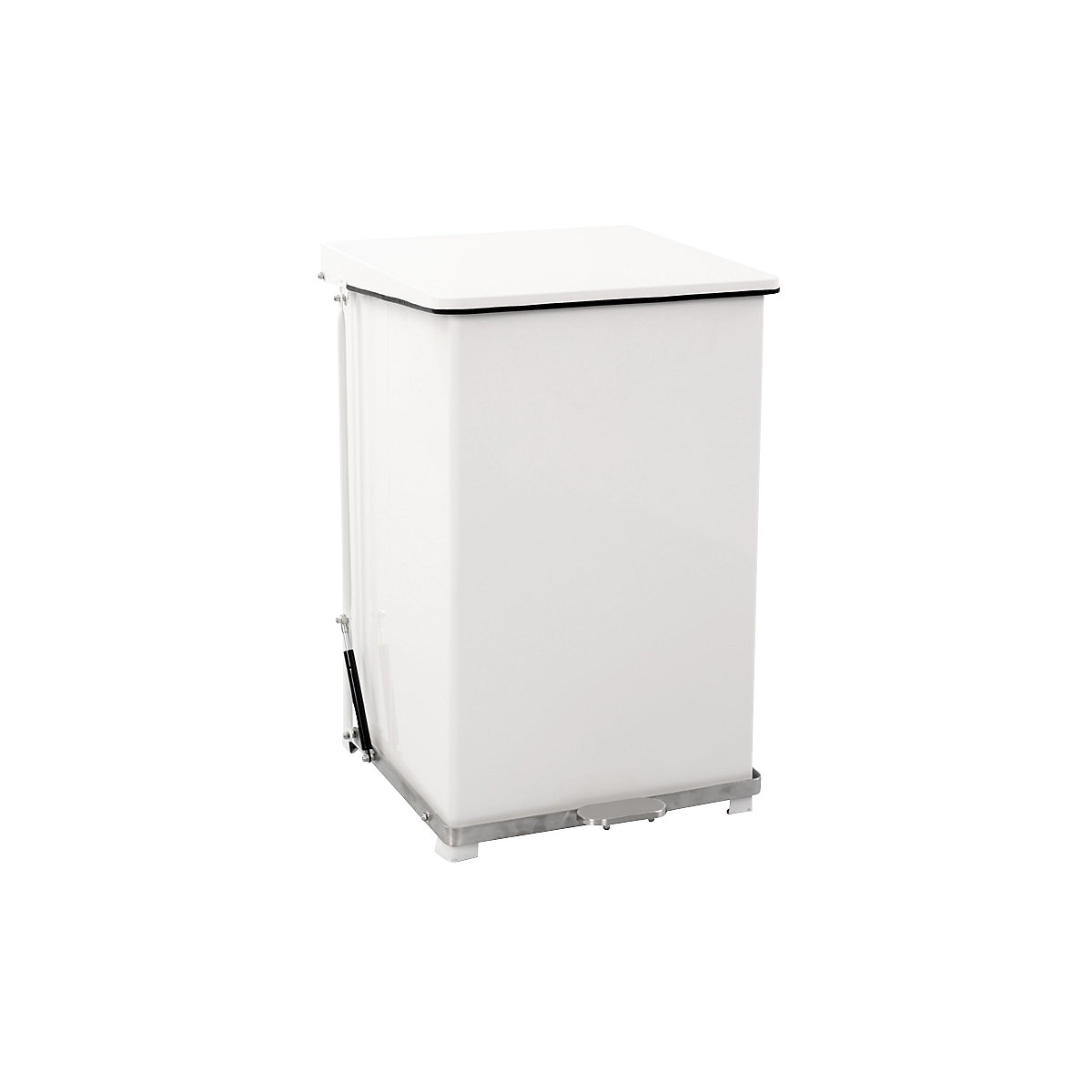 Coș industrial cu pedală, tablă din oțel, alb RAL 9016, volum 152 l, î. x lăț. x ad. 780 x 535 x 538 mm-0