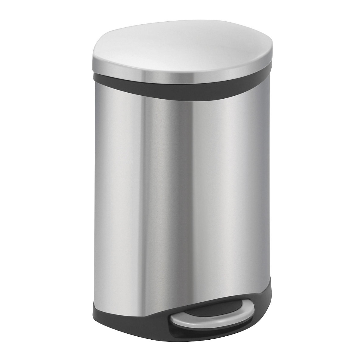 Colector de deșeuri cu pedală, în formă de scoică – EKO, volum 10 l, î. x lăț. x ad. 450 x 255 x 295 mm, corp din inox-0