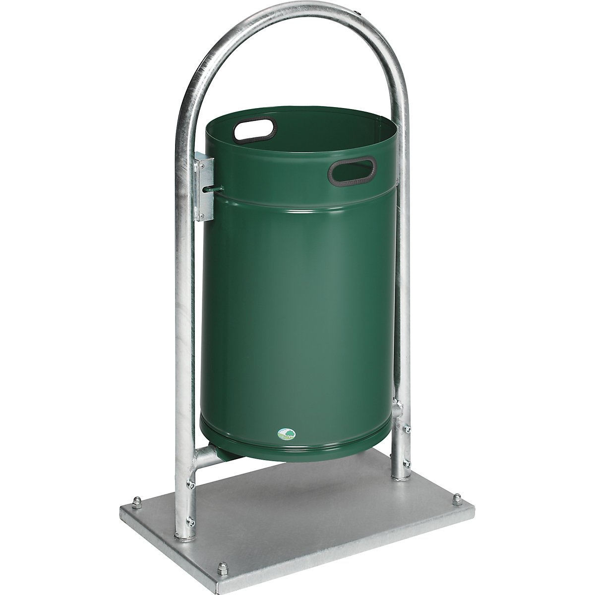 Colector de deșeuri, pentru exterior, 60 l, oțel – VAR, cu arcadă tubulară, verde mușchi-0