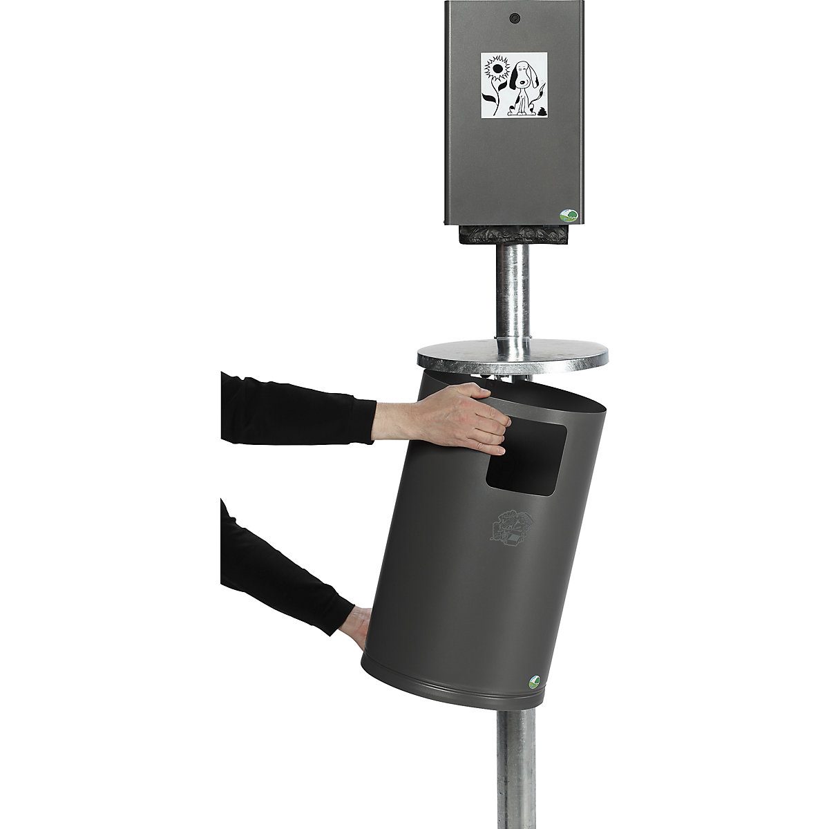 Toaletă pentru câini – VAR, volum 30 l, î. x lăț. x ad. 2000 x 350 x 480 mm, gri-argintiu-0