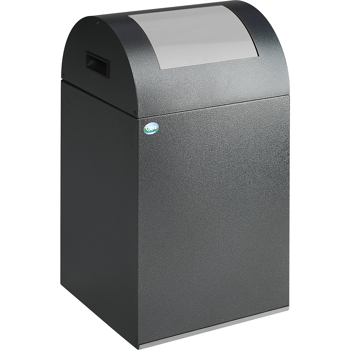 Recipient cu autostingere, de colectare a deșeurilor reciclabile – VAR, volum 43 l, î. x lăț. x ad. 600 x 320 x 320 mm, argintiu antic, clapetă argintie-0