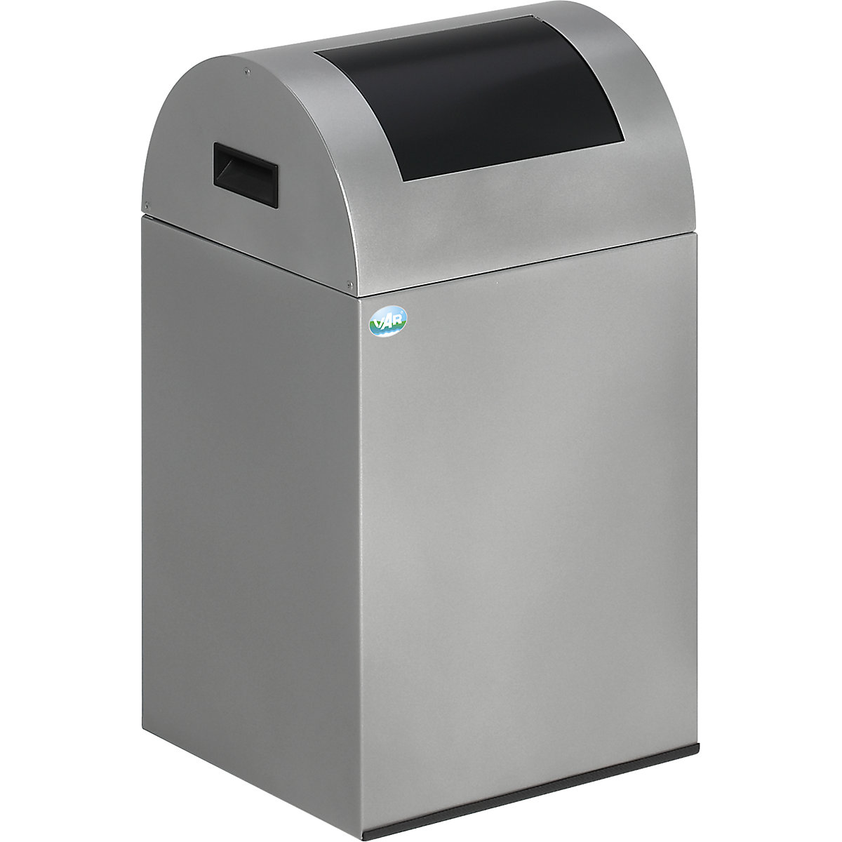Recipient cu autostingere, de colectare a deșeurilor reciclabile – VAR, volum 43 l, î. x lăț. x ad. 600 x 320 x 320 mm, argintiu, clapetă antracit-0