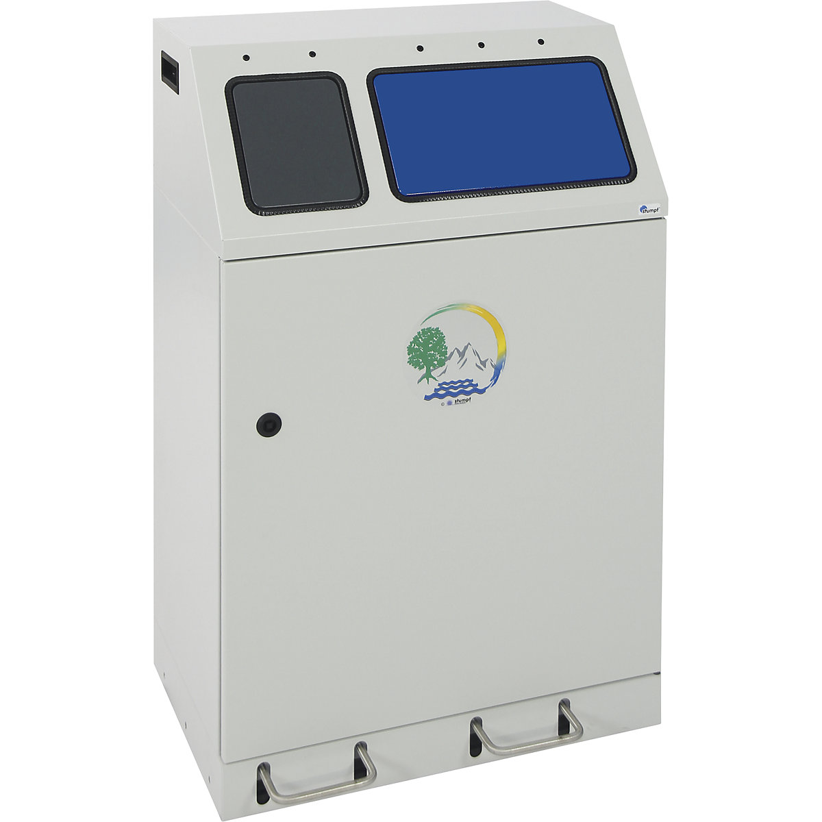 Recipient de colectare a deșeurilor reciclabile, oțel, volum 60 + 30 l, DUPLEX, 2 recipiente interioare, cu pedală de picior-0