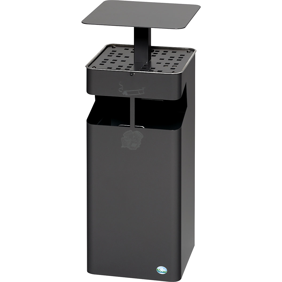 Colector de deșeuri/scrumieră, cu acoperiș – VAR, volum 38 l, mica-0