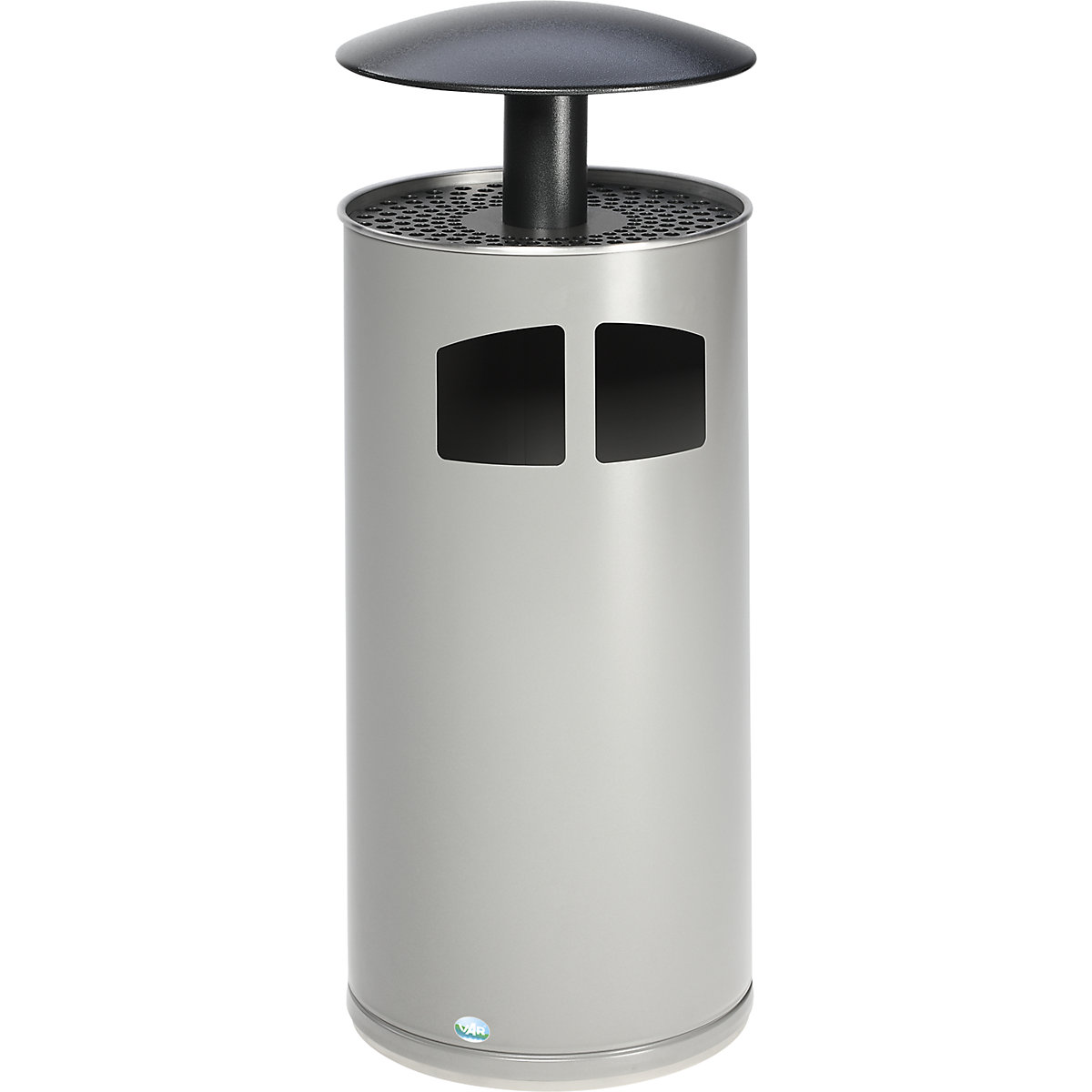 Colector de deșeuri/scrumieră, inclusiv recipient interior – VAR, volum 75 l, argintiu antic-0