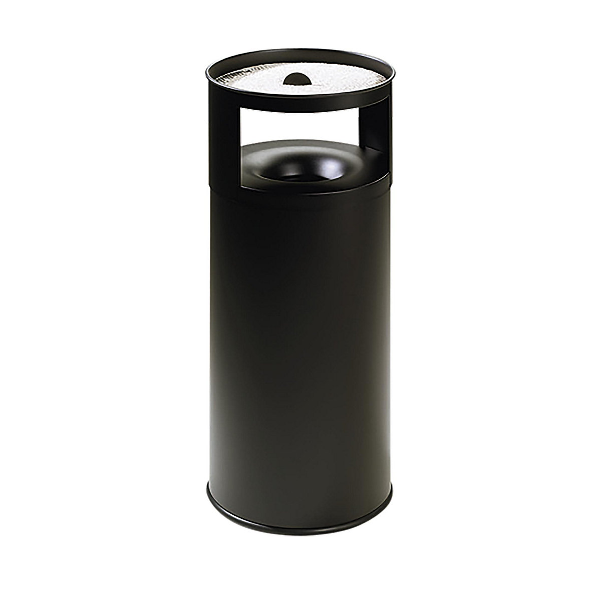 Scrumieră universală cu picior și sistem de siguranță, cu proprietate de stingere a flăcărilor, tablă de oțel, volum 75 l, î. x Ø 900 x 380 mm, negru-0