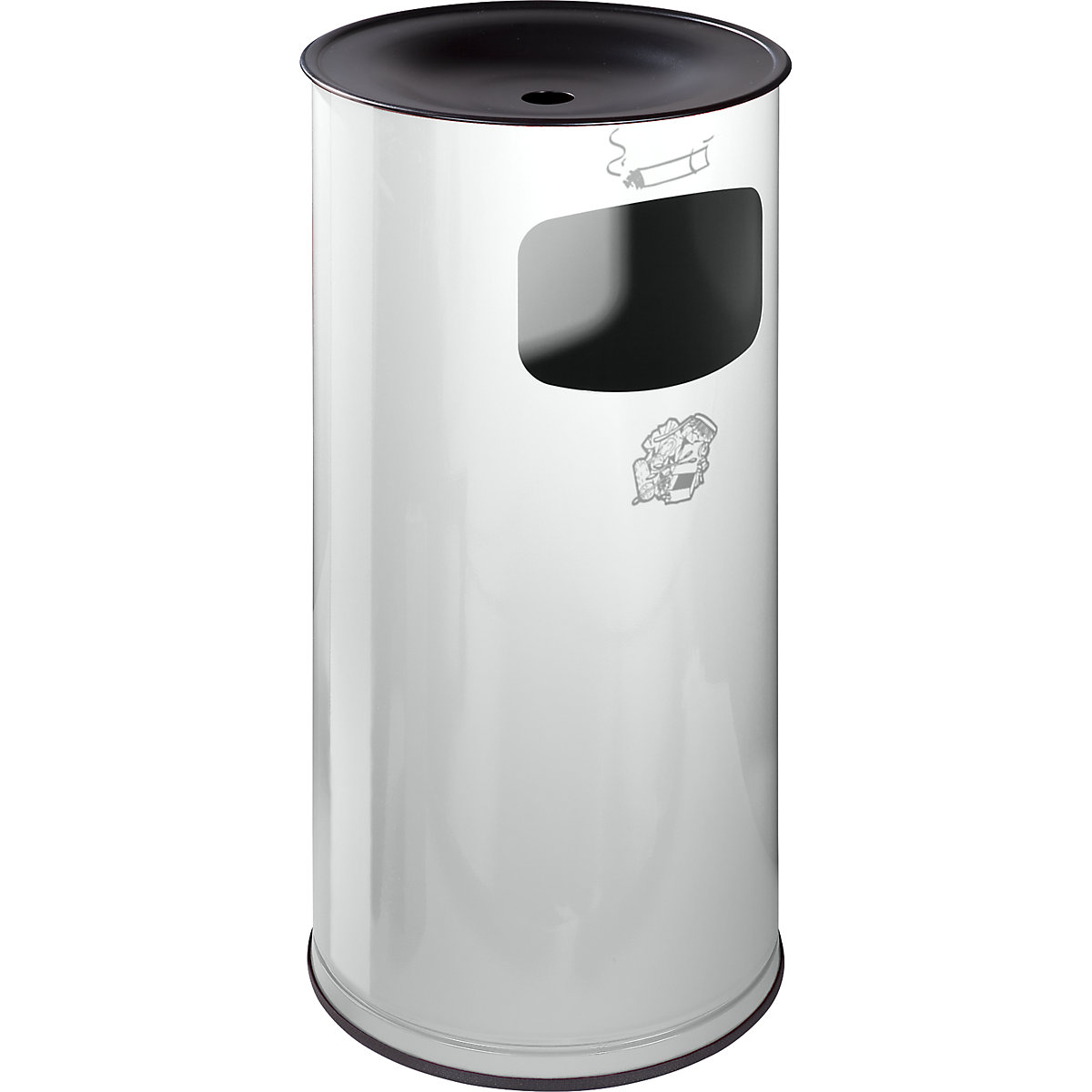 Scrumieră universală cu sistem de siguranță – VAR, tablă de oțel, volum 44 l, î. x Ø 710 x 355 mm, gri deschis-0