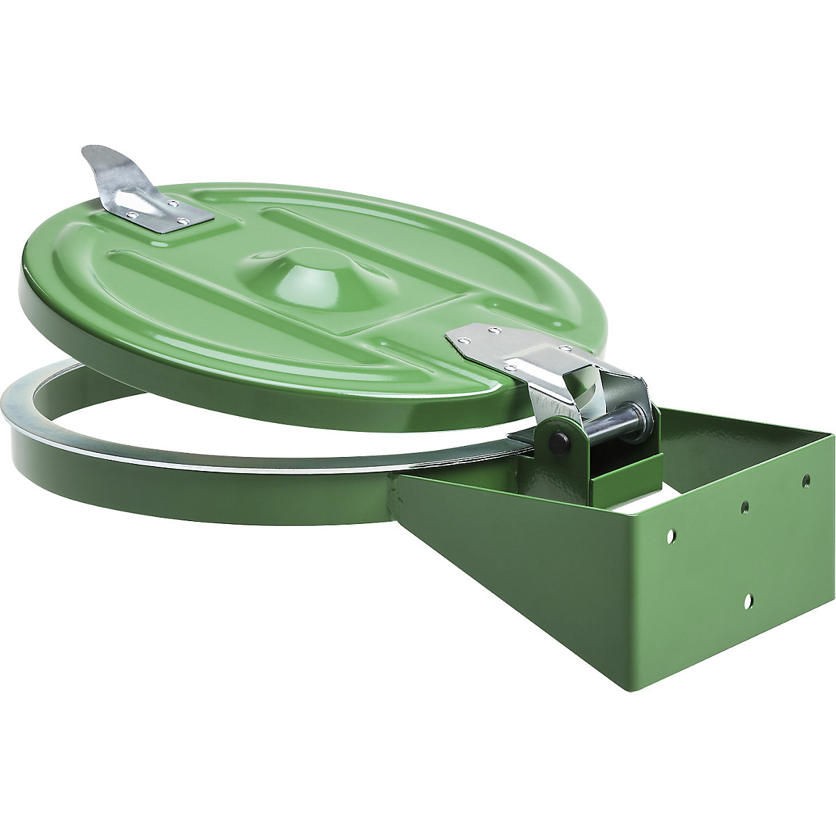 Suport de perete pentru sac de gunoi, pentru volum de 120 l, verde, capac din oțel-0
