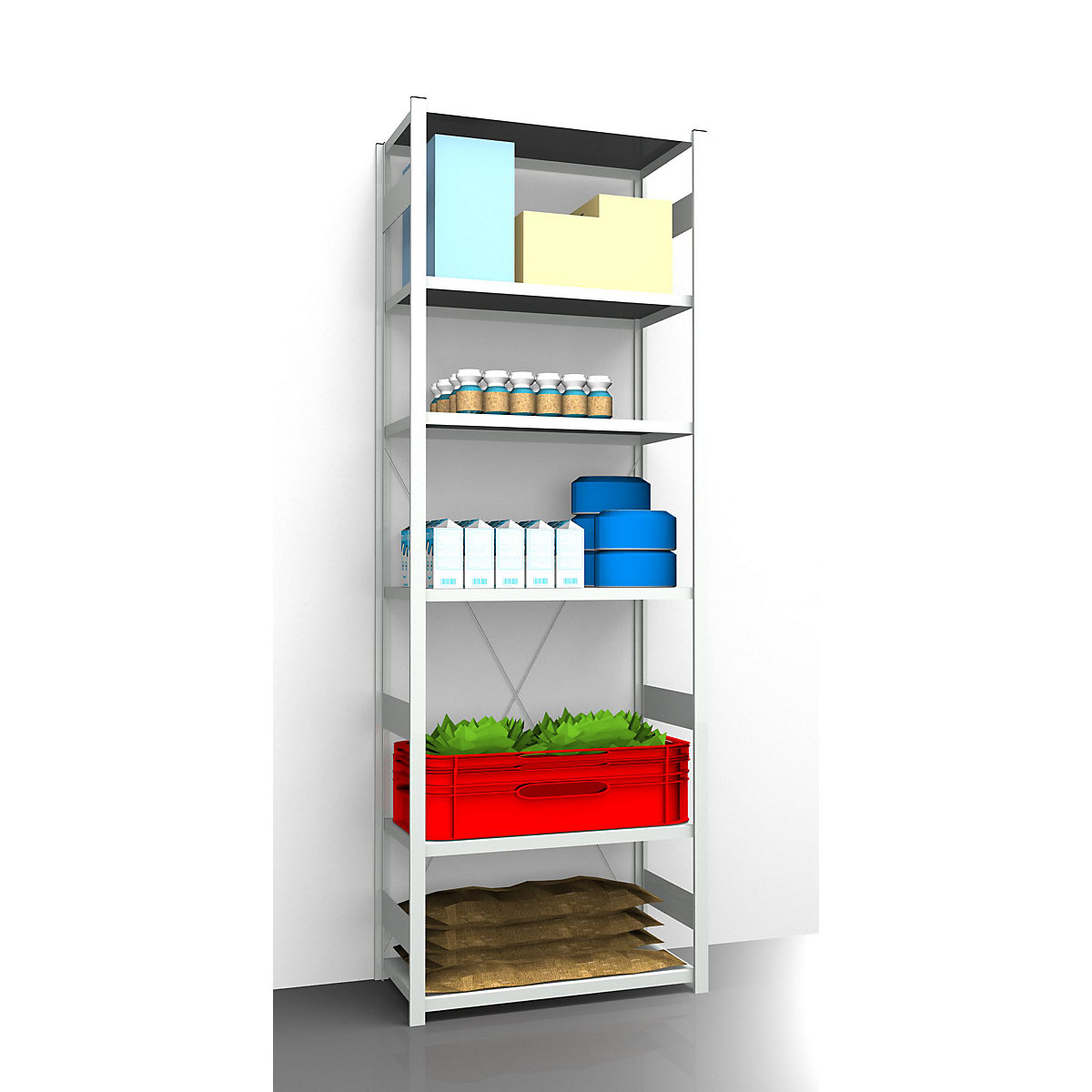 Raft cu inserare igienic – eurokraft pro, înălțime raft 2700 mm, 6 polițe, lăț. x ad. 1025 x 685 mm, raft de bază-0