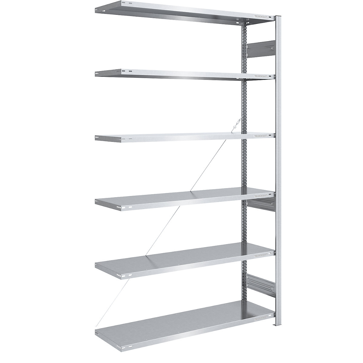 Raft cu polițe pentru depozit, zincat, construcție medie – eurokraft pro, înălțime raft 2000 mm, raft adițional lăț. x ad. 1300 x 500 mm-79