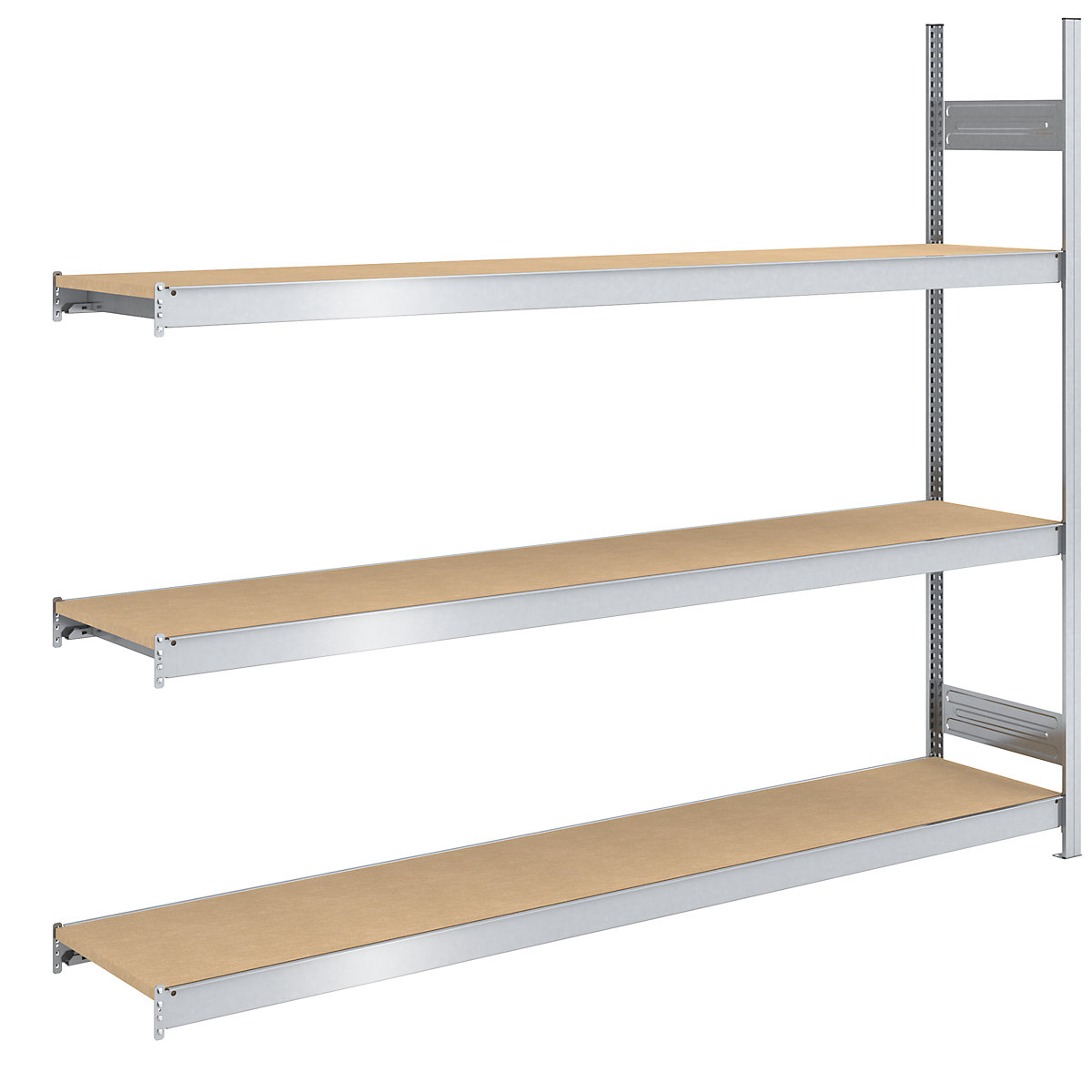 Raft mare cu inserare cu polițe din placă fibrolemnoasă – hofe, înălțime 2000 mm, lățime 2250 (2 x 1125) mm, capacitate portantă 1200 kg, ad. 500 mm, raft adițional-0