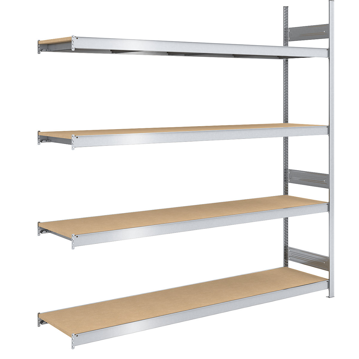 Raft mare cu inserare cu polițe din placă fibrolemnoasă – hofe, înălțime 2500 mm, lățime 2250 (2 x 1125) mm, capacitate portantă 1750 kg, ad. 600 mm, raft adițional-0