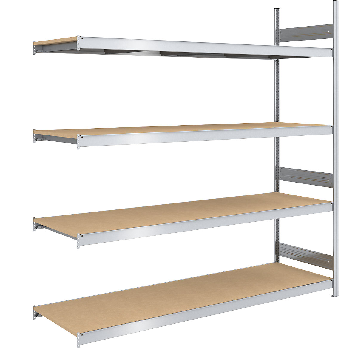 Raft mare cu inserare cu polițe din placă fibrolemnoasă – hofe, înălțime 2500 mm, lățime 2250 (2 x 1125) mm, capacitate portantă 1750 kg, ad. 800 mm, raft adițional-0