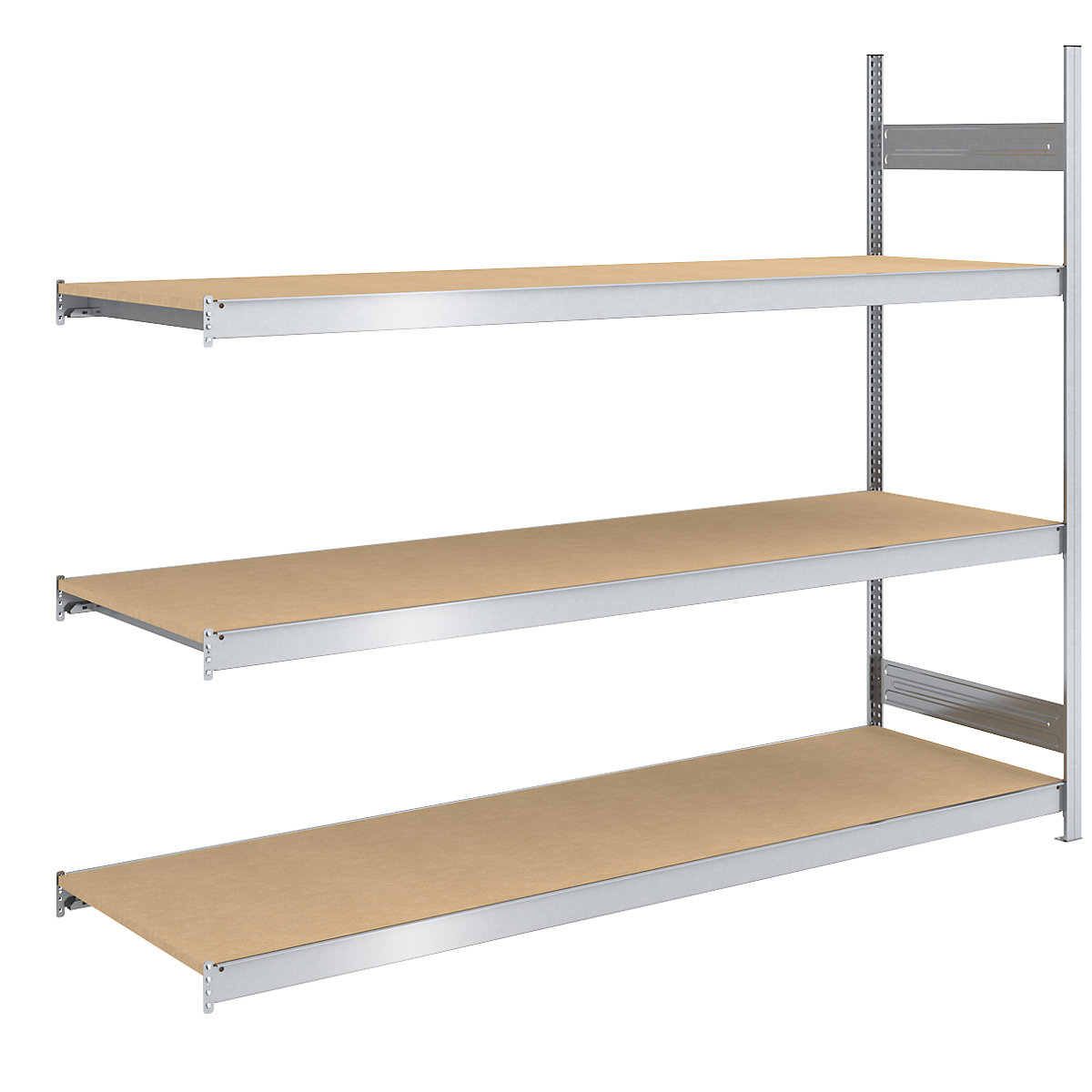 Raft mare cu inserare cu polițe din placă fibrolemnoasă – hofe, înălțime 2000 mm, lățime 2250 (2 x 1125) mm, capacitate portantă 1200 kg, ad. 800 mm, raft adițional-0