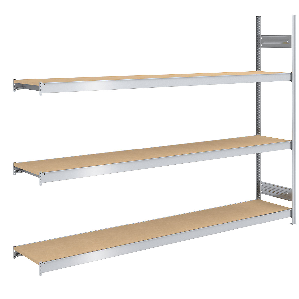 Raft mare cu inserare cu polițe din placă fibrolemnoasă – hofe, înălțime 2000 mm, lățime 2500 (2 x 1250) mm, capacitate portantă 1200 kg, ad. 500 mm, raft adițional-0