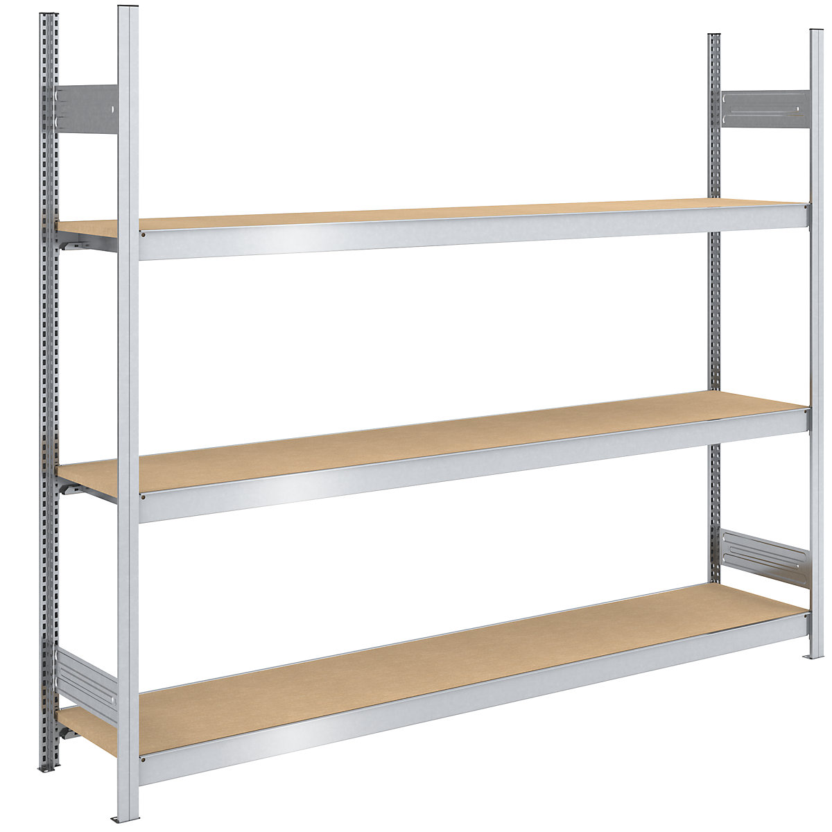 Raft mare cu inserare cu polițe din placă fibrolemnoasă – hofe, înălțime 2000 mm, lățime 2250 (2 x 1125) mm, capacitate portantă 1200 kg, ad. 500 mm, raft de bază-0