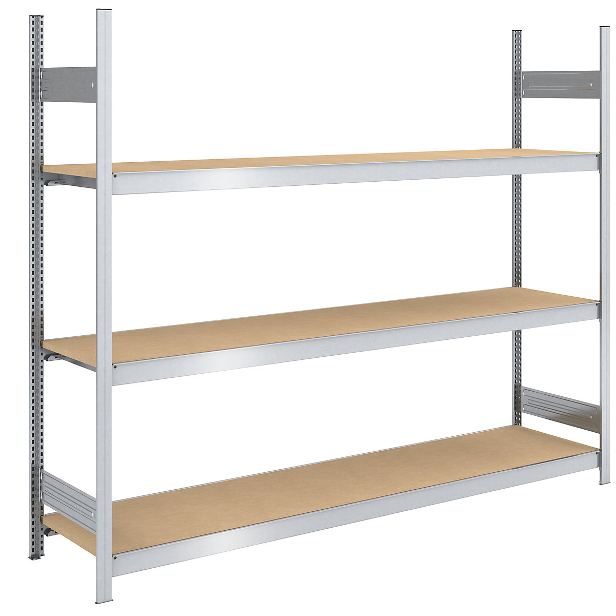 Raft mare cu inserare cu polițe din placă fibrolemnoasă – hofe, înălțime 2000 mm, lățime 2250 (2 x 1125) mm, capacitate portantă 1200 kg, ad. 600 mm, raft de bază-0