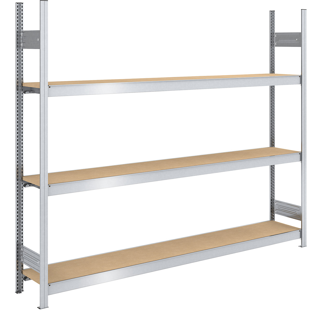 Raft mare cu inserare cu polițe din placă fibrolemnoasă – hofe, înălțime 2000 mm, lățime 2250 (2 x 1125) mm, capacitate portantă 1200 kg, ad. 400 mm, raft de bază-0