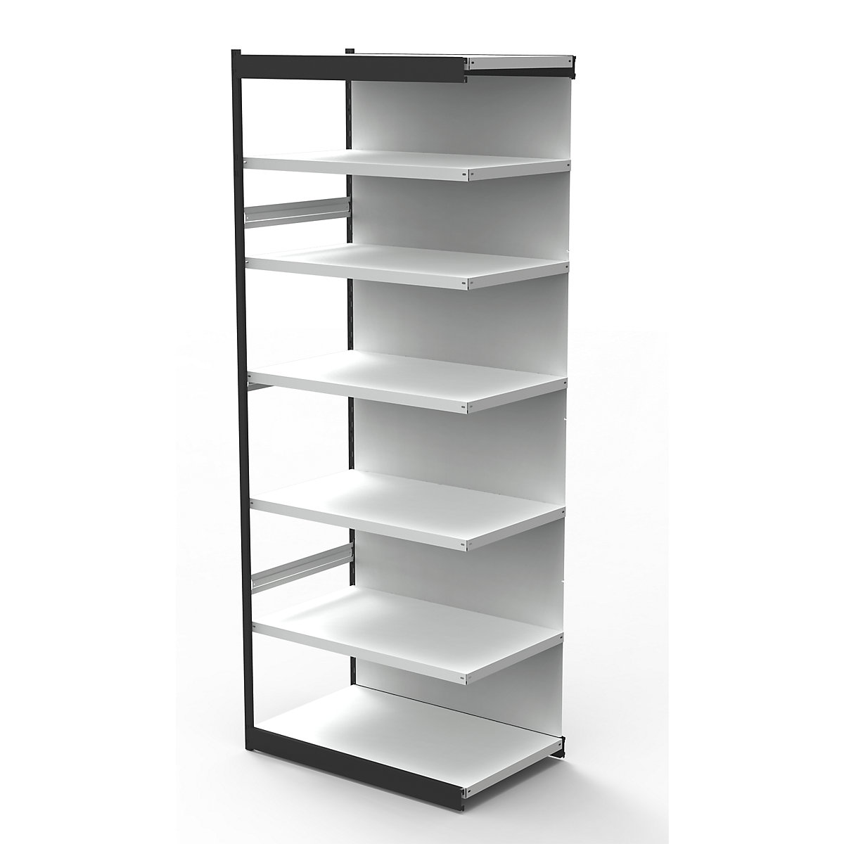 Sistem de rafturi pentru birou, cu perete posterior, înălțime raft 2600 mm, raft adițional, lățime x adâncime 750 x 500 mm-0