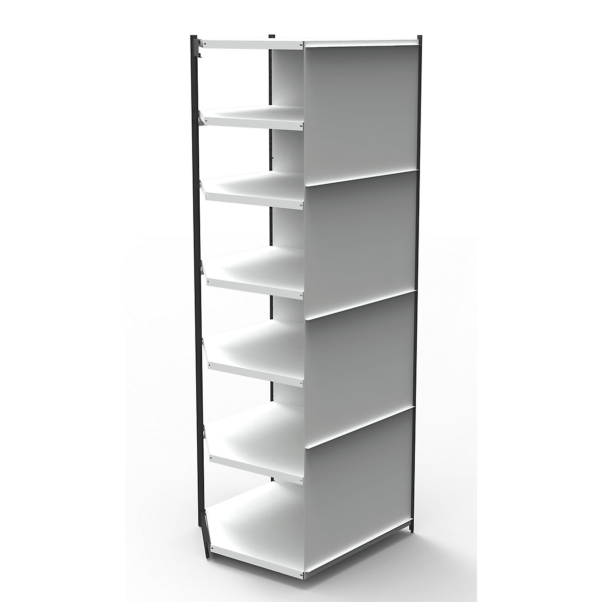 Sistem de rafturi pentru birou, cu perete posterior, înălțime raft 2600 mm, raft adițional pentru colț, lățime x adâncime 870 x 500 mm-0