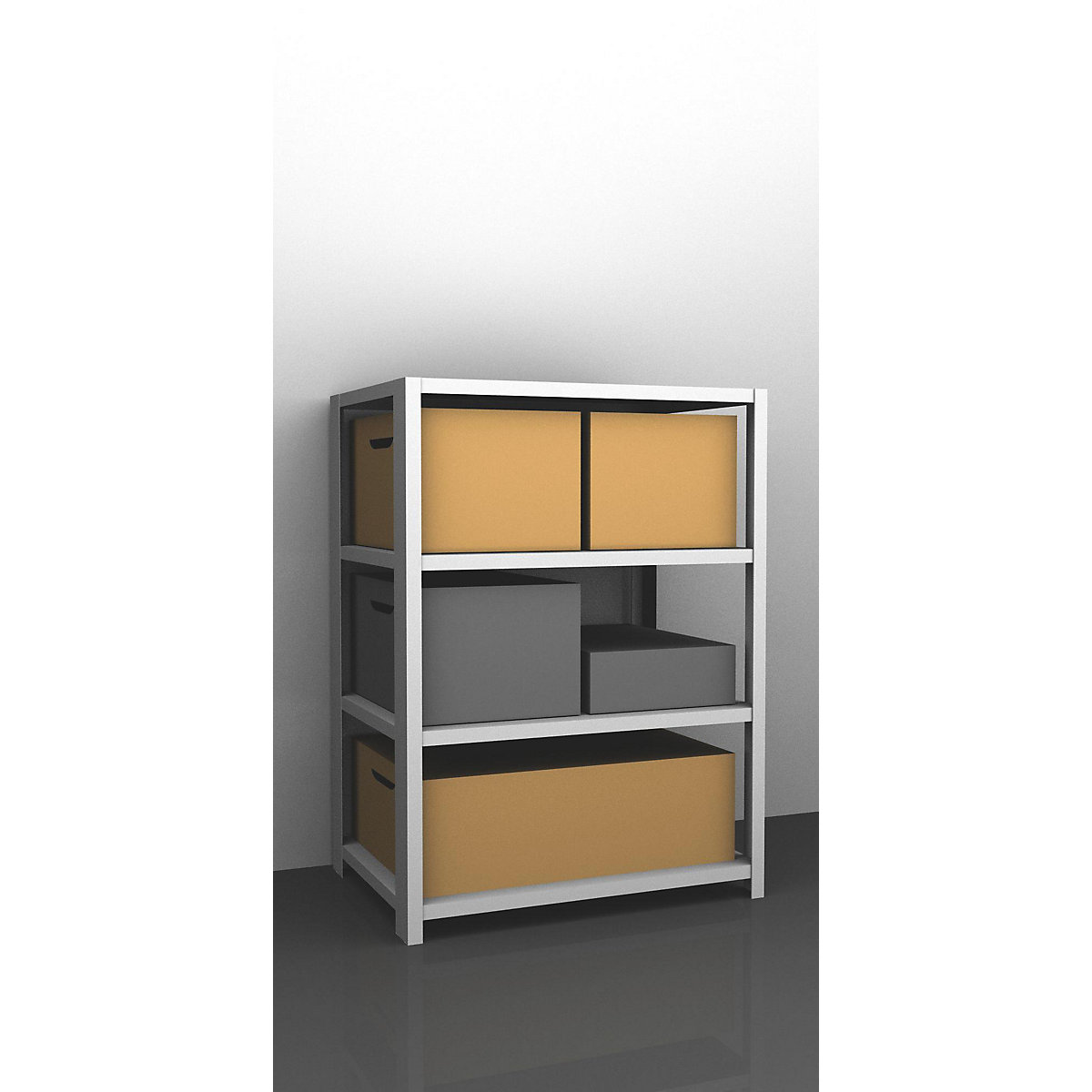 Raft cu înșurubare pentru sarcini grele, gri deschis RAL 7035 – eurokraft pro, înălțime raft 1500 mm, raft de bază, lăț. x ad. 1300 x 800 mm-0