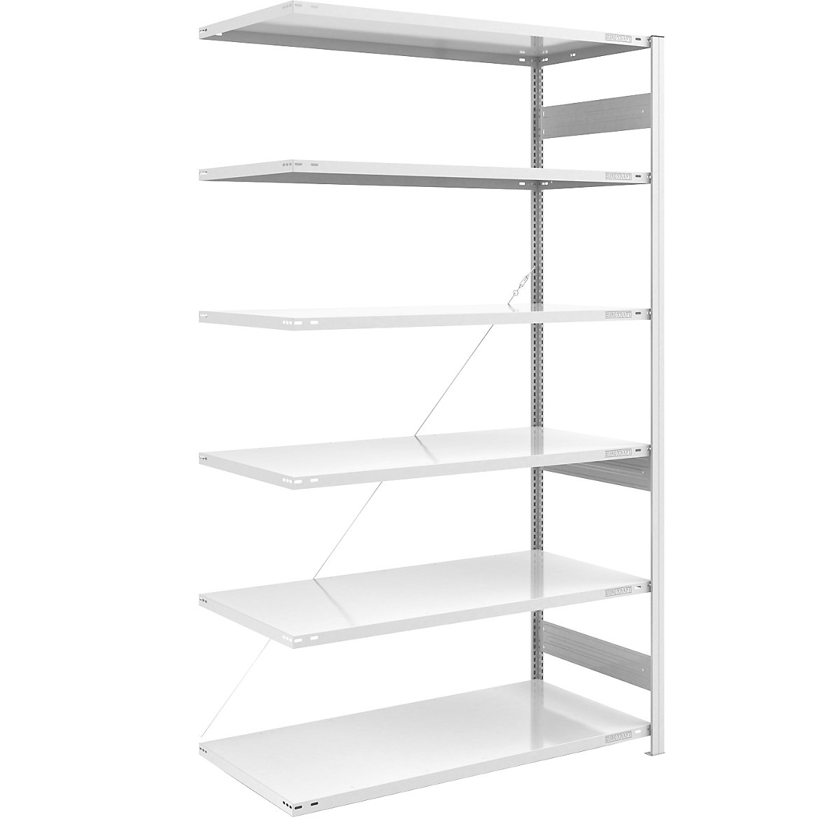 Raft cu inserare pentru sarcini ridicate, RAL 7035 – eurokraft pro, înălțime raft 2500 mm, raft adițional lăț. x ad. 1300 x 800 mm-0