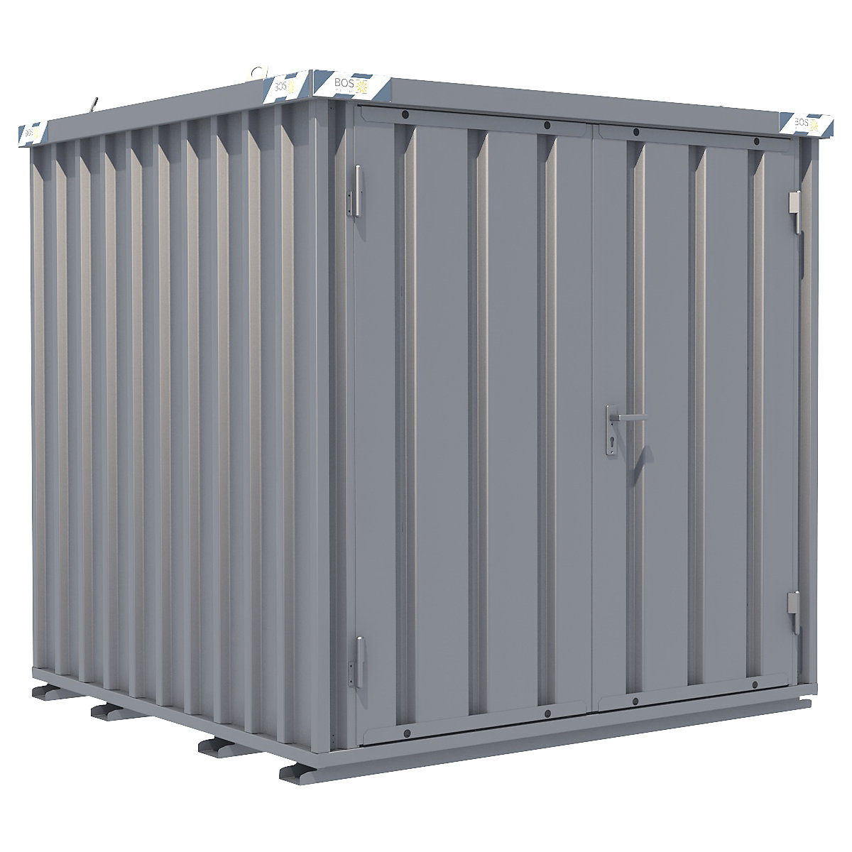 Container cu asamblare rapidă, zincat, î. x lăț. x ad. exterioară 2100 x 2100 x 2100 mm, 2 uși batante-0