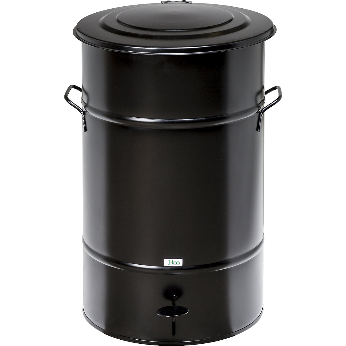 Bidone dei rifiuti con coperchio – Kongamek, capacità 70 l, con pedale, nero-0