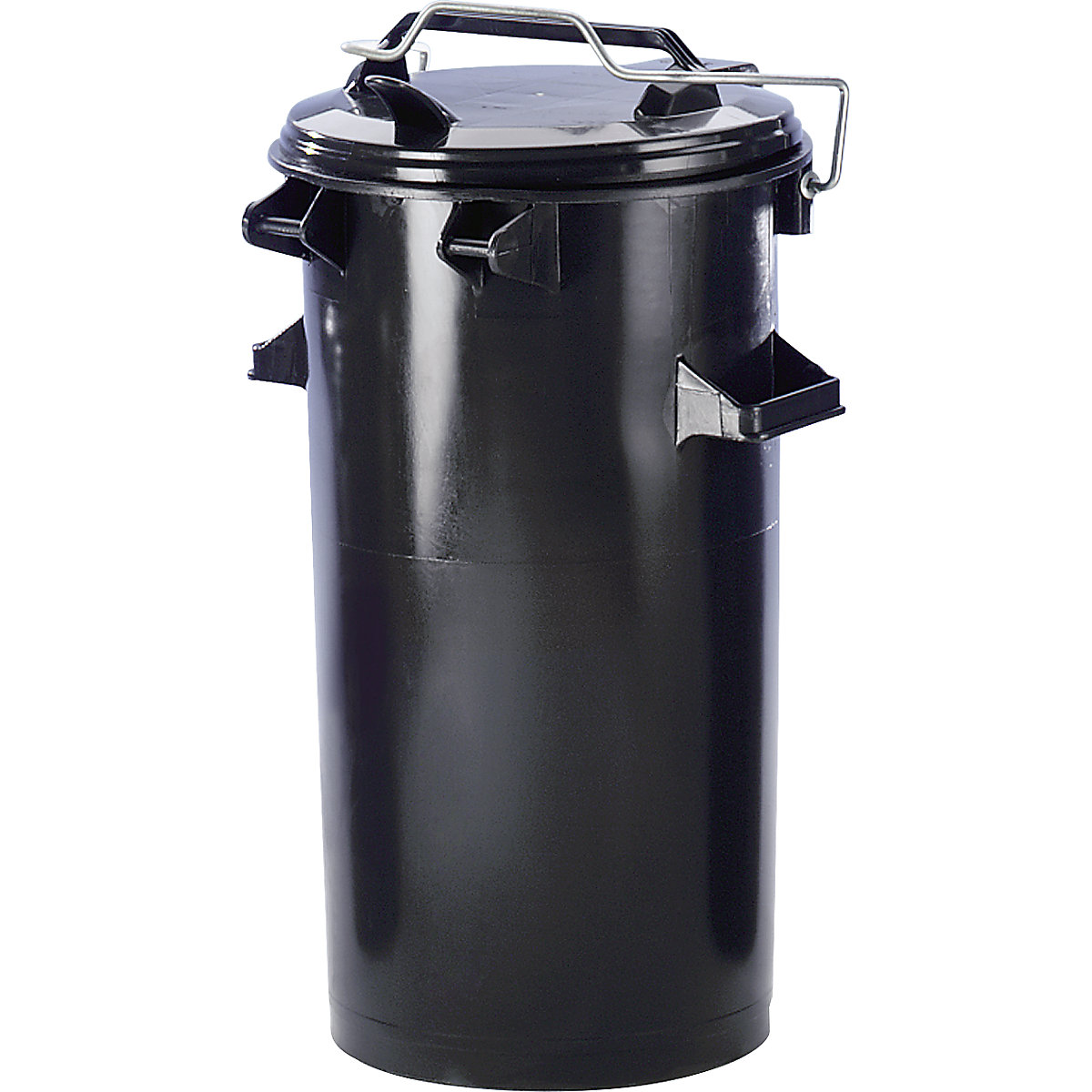 Bidone modulare per rifiuti in plastica, con staffa e coperchio, antracite, capacità 50 l-0