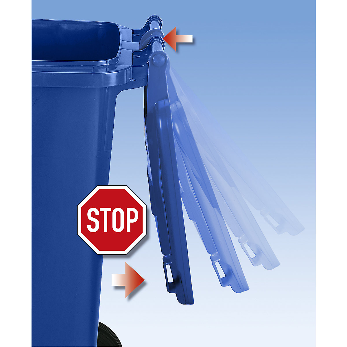 Bidone per rifiuti in plastica DIN EN 840 – eurokraft pro (Foto prodotto 2)-1