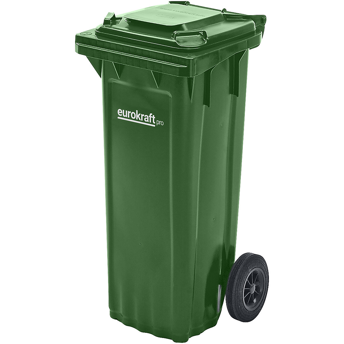 Bidone per rifiuti in plastica DIN EN 840 – eurokraft pro, capacità 80 l, largh. x alt. x prof. 448 x 932 x 514 mm, verde-0