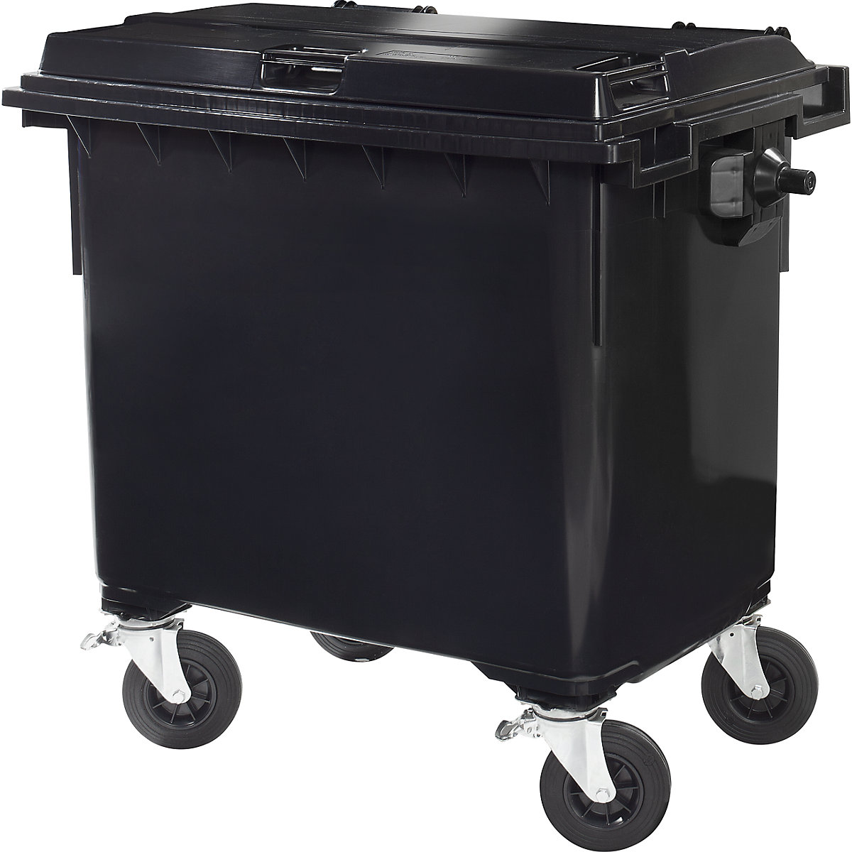 Container per rifiuti in plastica, DIN EN 840, capacità 660 l, largh. x alt. x prof. 1360 x 1235 x 765 mm, grigio antracite-0