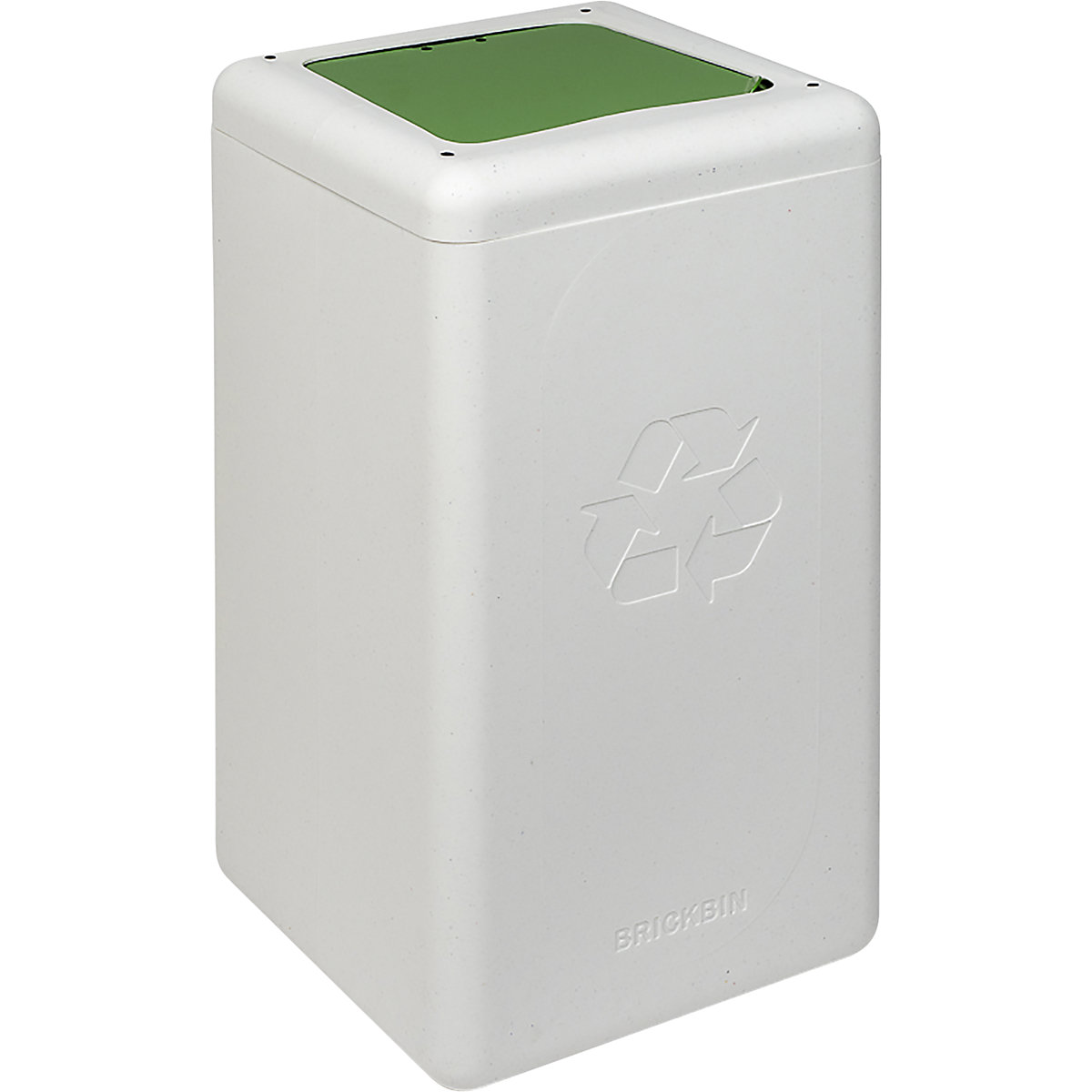 Bidone per la raccolta differenziata BrickBin con coperchio, capacità 65 l, bianco/verde-0