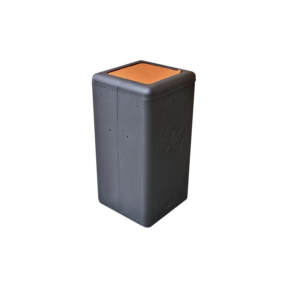 Bidone per la raccolta differenziata BrickBin con coperchio, capacità 65 l, nero/arancione-0