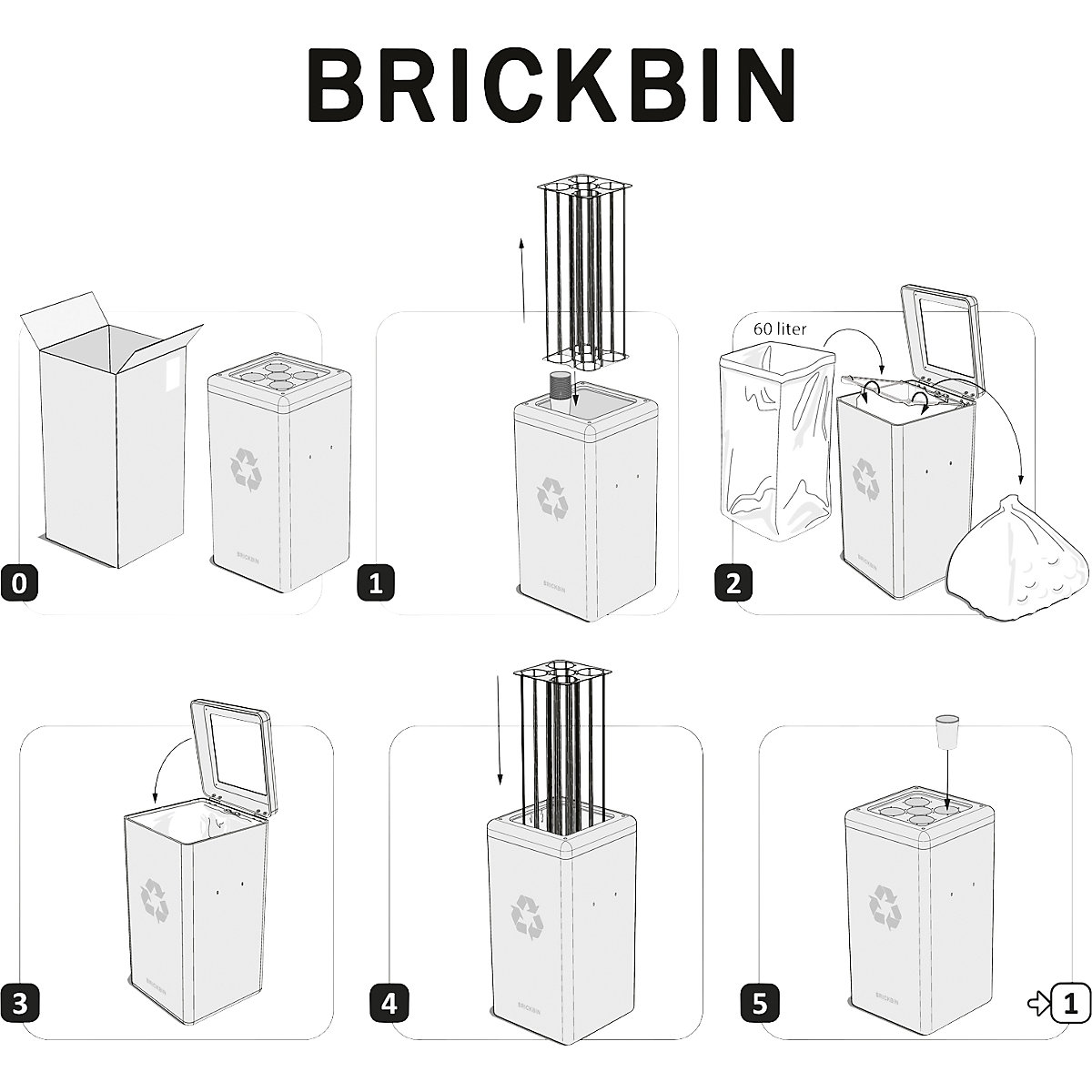 BrickBin è un bidone per la raccolta differenziata realizzato con fondi di caffè (Foto prodotto 3)-2